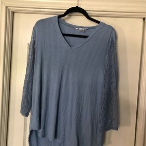 PETER NYGARD Dusty Blue Hi/Low Shirt